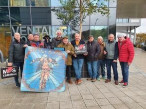 Alex Mathewson with fellow ex-miners outside the Capita building in Sheffield - Yorkshire miner fears for his pension