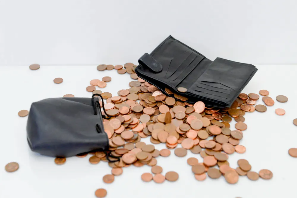 Payday lenders set for testing time featured image. Image shows a wallet and purse with coins scattered across the table.