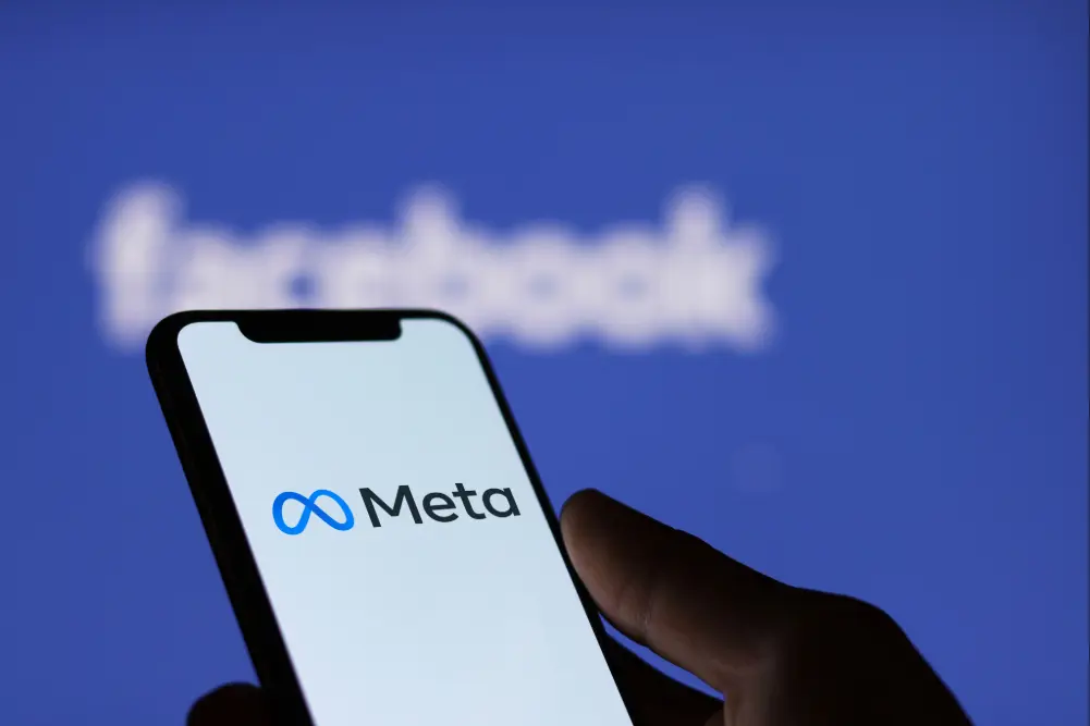 Smartphone displaying the Meta logo